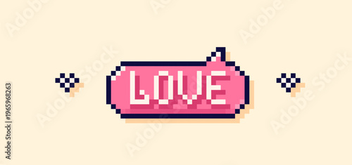 Pixel art white speech bubble with the words Be happy.