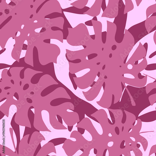 seamless purple pink tropical leaves outline pattern, texture, design