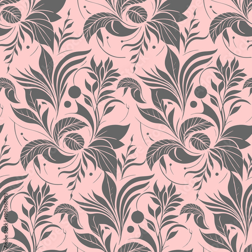 simple seamless gray pink floral pattern, texture, design