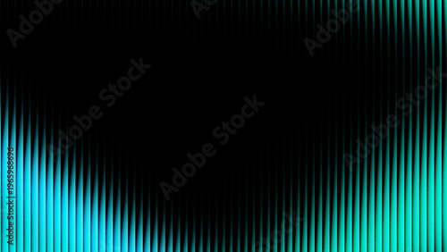 Abstract fractal background with cyan and green gradient lines framing center for wallpaper, banner, design