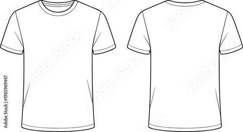 t shirt template, t shirt mockup, blank t shirt, tee shirt, clothing template, apparel mockup, front and back, outline drawing, line art, minimal design, shirt outline, fashion template, garment mocku