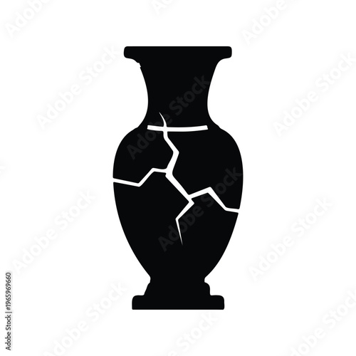 broken vases ilhouette vector flat design on white background.
