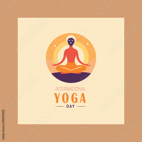 International yoga day poster with a person meditating