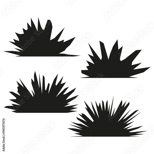 Explosion set silhouette. Splash Vector shape. Sharp blast element. Impact collection set. Manual vector only. No autotrace used.