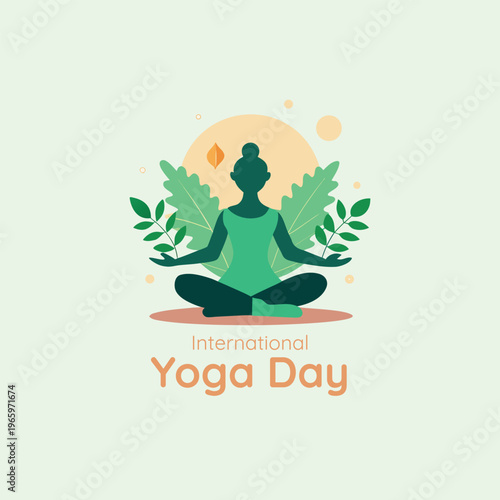 A woman is sitting in a yoga pose on international yoga day