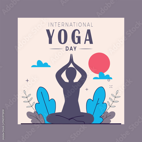 International yoga day poster with a person in a yoga pose