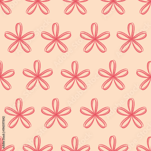 A seamless floral hand drawn pattern stylized pink flowers
