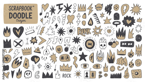 Collage of various icons representing different activities and professions Vector