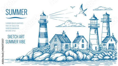 Fairytale castle with spires set against a blue sky and clouds Vector