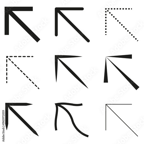 Arrow icon set. Pointer symbol Vector. Direction guide icon. Navigation element design. Manual vector only. No autotrace used.