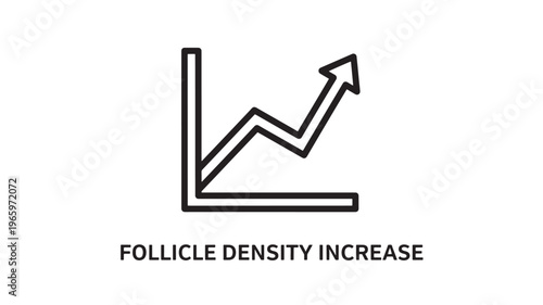 Clean and modern black line art illustration depicting upward growth trend for hair follicle density increase, ideal for wellness, medical, and beauty marketing materials.
