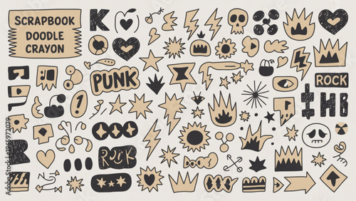 Colorful assortment of decorative stickers featuring diverse icons and symbols Vector