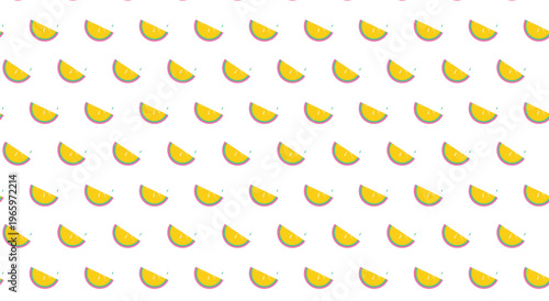 Fresh minimalist summer seamless pattern featuring sweet yellow lemon fruit slices on white background for playful kids fashion bright nursery decor refreshing textile print and vector design