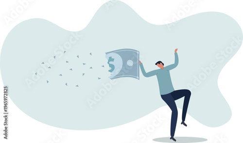 Lose money investment in financial crisis, profit and loss in business or deflation and inflation concept.person's life situation and his activities.