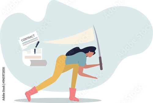 Contract cancellation or agreement terminated, partnership breaking signed business deal, code of conduct mistake concept.person's life situation and his activities.