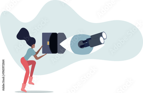 Business vision, eye looking for opportunity or discover success idea, leadership visionary look forward for future, search for success concept.person's life situation and his activities.