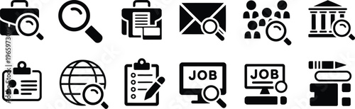 Business career and employment search icons for human resources and job portals