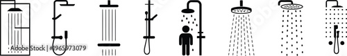 Shower and bathroom hygiene icons for plumbing and home improvement websites