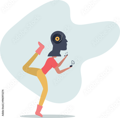 Music Inspiration Concept . Person Holding Sheet Music with Vinyl Record Playing in Mind