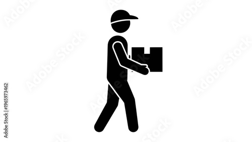 delivery man carrying box icon silhouette