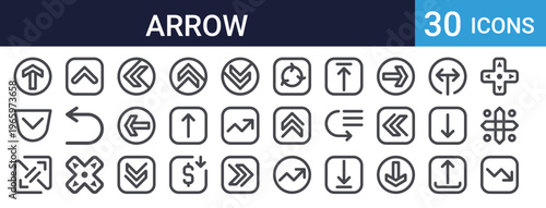 Arrow Icon Set of 30 Thin Line Vector Direction Symbols