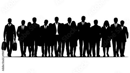 Silhouette of business people walking in line formal wear