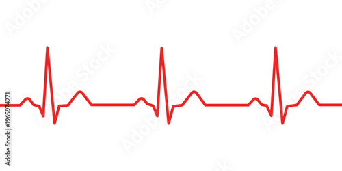 A striking red electrocardiogram line displays a rhythmic pattern evoking life and health presented as a silhouette high quality professional detailed modern elegant