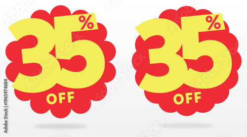 35% marketing, set, tag, banner, percent, commerce, business, discount, icon, special, offer, sticker, value. Ads, vector, label, price, sale, store, retail, off