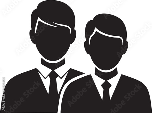 Black silhouetted men in formal suits and neckties