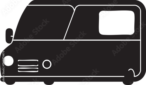 Minimalist black van with side window outline