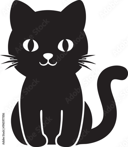 Silhouetted black cat in stylized minimalist line
