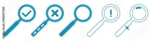 Bild auf Leinwand Search results and status icons set in checkmark, cross