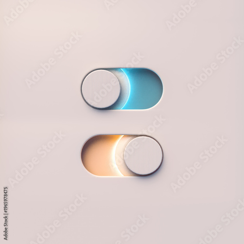 This set includes two stylish, minimalist 3D toggles. They feature delicate pastel colors, glowing elements, and high-quality detailing. Perfect for UI interfaces and web design