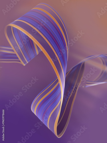 An elegant, dark purple, 3D ribbon with thin, orange stripes. It has a mysterious atmosphere and soft light. The perfect background for topics related to magic or creativity
