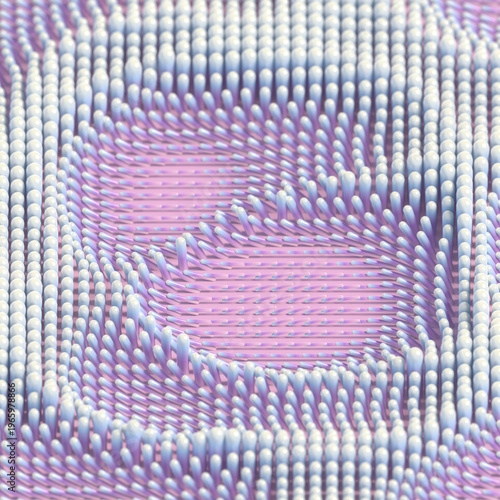 Vibrant 3D pattern in pastel tones: pink, blue, and white. Futuristic cylindrical forms with a neon gradient. Trendy design for social media, covers, and youth-oriented content