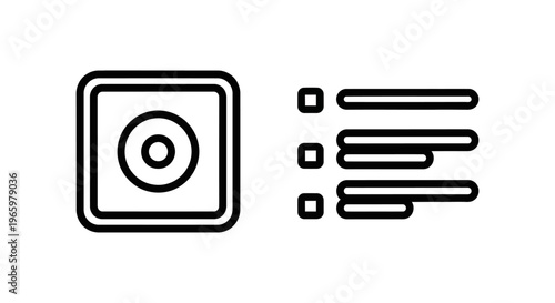 Music playback interface icons: square album cover symbol and ordered track list for digital media