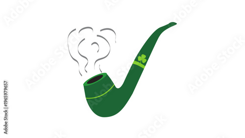 Traditional Green Irish Smoking Pipe with Shamrock Symbol