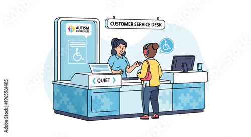 Inclusive customer service desk design for autism friendly environment