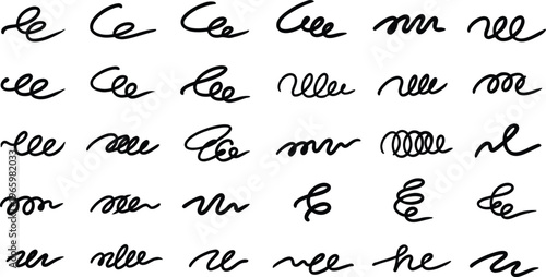 Handwritten cursive script practice with repetitive letter patterns