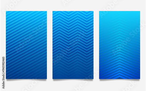 Gradient color cover design template | Set of book cover with blue pattern line