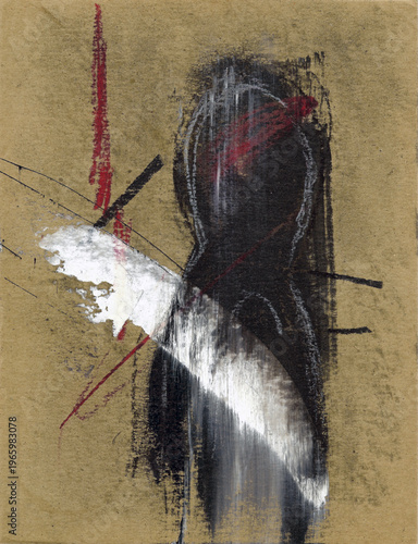 Dessin du visage d'un homme souffrant de dépression et d'anxiété.	
