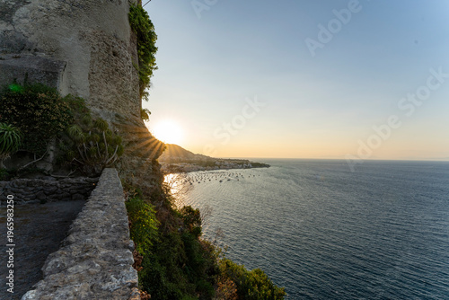sunset view of the coast of the sea