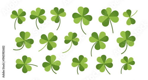 green four leaf clover illustration on white background
