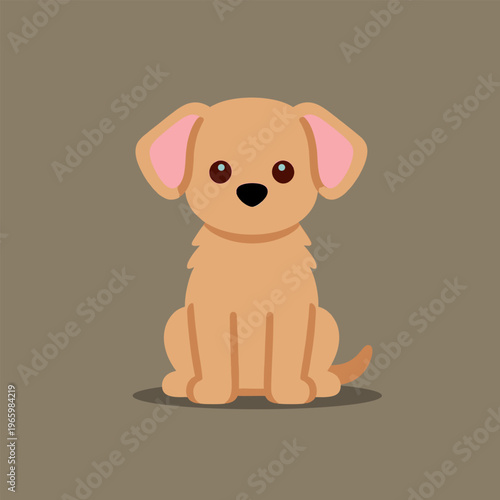 Cute golden retriever puppy sitting in cartoon style