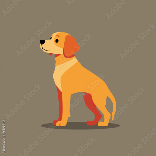 Cute yellow labrador retriever standing cartoon