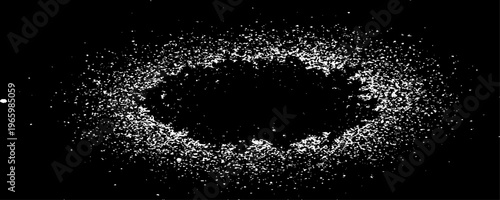 Minimalist abstract texture of scattered black specks and dust particles on a clean background.