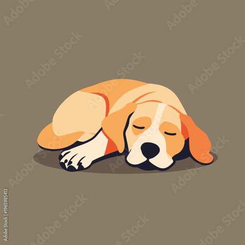 Cute sleeping golden retriever puppy in cartoon style