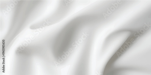 Elegant white silk and satin fabric creates a smooth luxury backdrop with soft rippled waves and shiny drapery curves for a sophisticated wedding textile design