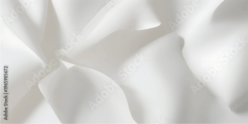 Close-up of smoothly draped, white satin fabric with subtle folds and texture, creating an elegant and soft look.