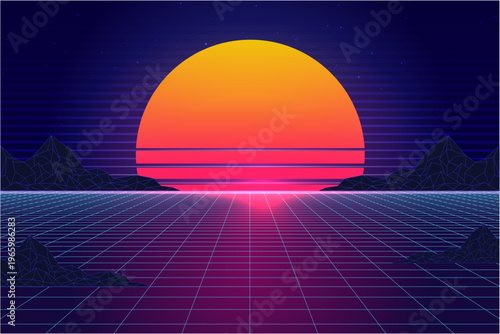 Abstract sunrise with soft gradient golden background | Stylized sunset or sunrise over gradient undulating surface